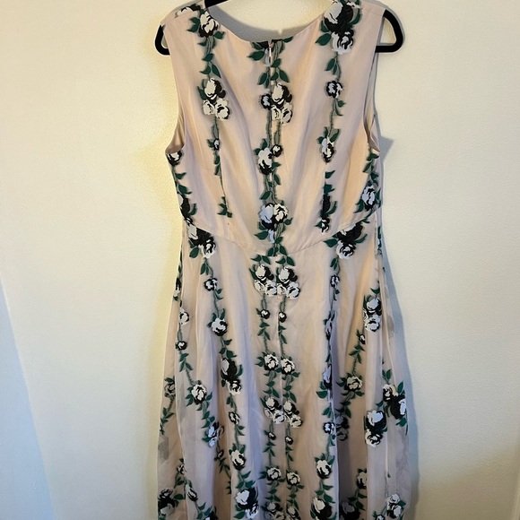 NWT $1890 Lela Rose Women's Pink Silk Floral V-Neck Sleeveless A-Line Dress, 14 - Picture 5 of 6